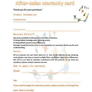 Poster warranty card