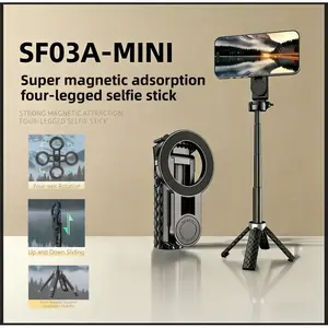 Bluetooth Selfie Stick, Handheld Extendable 360-Degree Rotating Mini Cellphone Monopod with Magnetic Base, Remote Tripod for All Mobile/Smartphone Devices | Phone & Tech Accessories