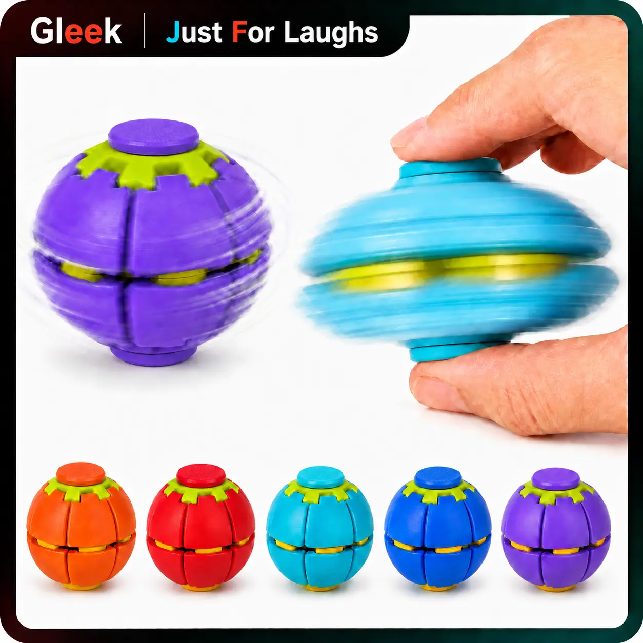 Press-to-Spin Transforming Fidget Ball, 3D Printed Fidget Ball Toy, Smooth Spinning Sensory Gyro Toy, Stress Relief Desk Gadget, Anxiety Relief Fidget Spinner, ADHD Focus Aid, Portable Handheld Fidget Gyro Toy for Kids, Teens & Adults