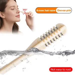 Easy-clean Nasal Hair Cutter 2026 NEW Super-popular Doble Side 360° Rotating Nose Hair Trimmer with Ear Picker for Men Women 2 Pcs Compact Stainless Steel ABS Material Daily Care