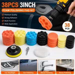 38 Pcs Car Polishing Pad Kit – 3 Inch Buffing Pads for Drill, Foam & Wool Polish Pads with Adapters, Auto Detailing Waxing Kit – Summer Sale, Mid Year Sale, Deals for You, Restock