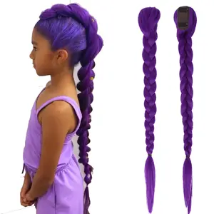 beauday  hair Skpop Demon Slayer Cosplay Wig for Children Rumi Purple Braids Ponytail