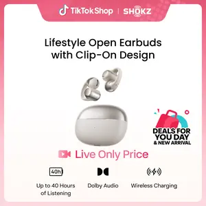 【Live only】SHOKZ OpenDots ONE - Open-Ear Headphones - Wireless Bluetooth Earbuds with Microphone - Premium Dolby Audio - Water Resistant - Fast Charging - Up to 40 hrs Playtime
