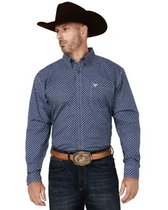Men's Cowboy Hardware Cross Floral Print Long Sleeve Button-Down Stretch Western - 125570-480