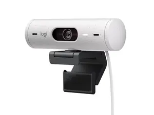 Logitech Brio 500 Full HD Webcam with Auto Light Correction,Show Mode, Dual Noise Reduction Mics, Webcam Privacy Cover, Works with Microsoft Teams, Google Meet, Zoom, USB-C Cable - Off White