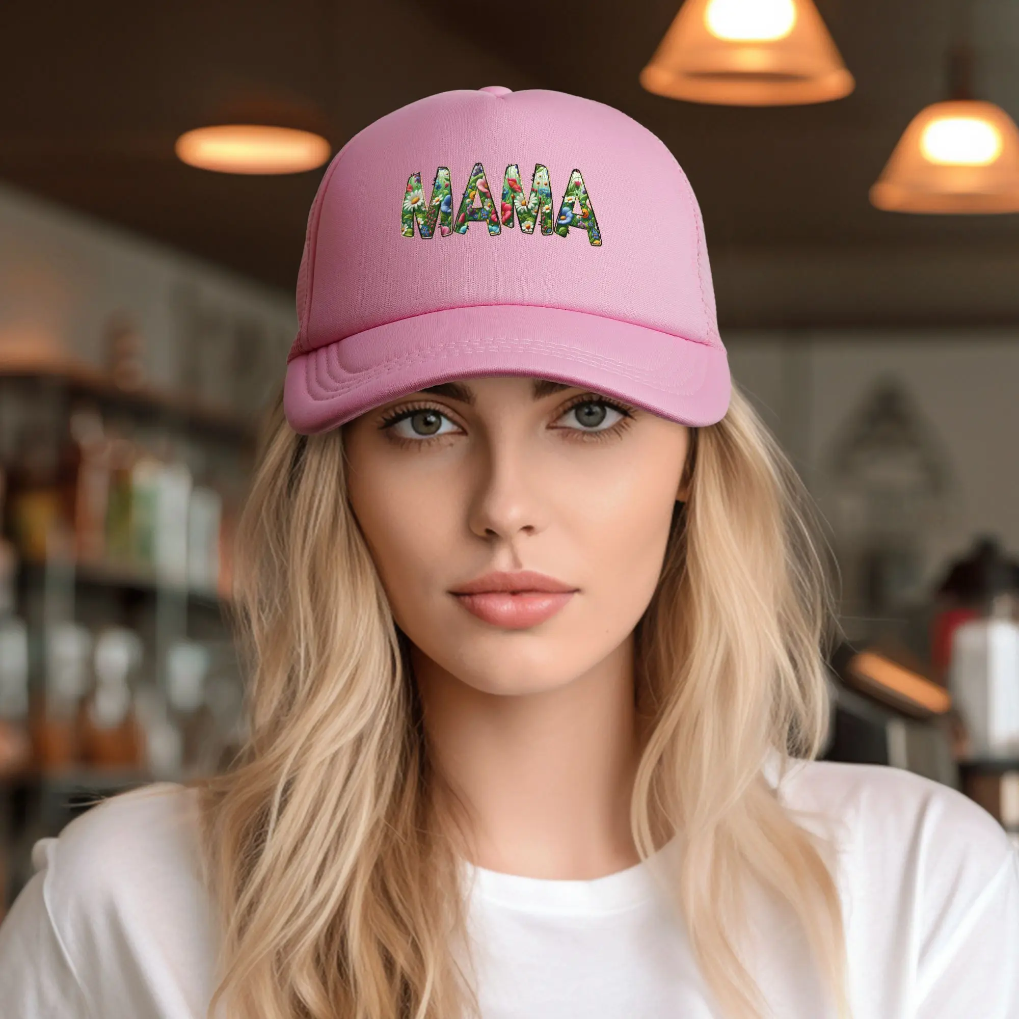 Faux Embroidered Floral MAMA Bucket Hat – Colorful Sun Hat for Women