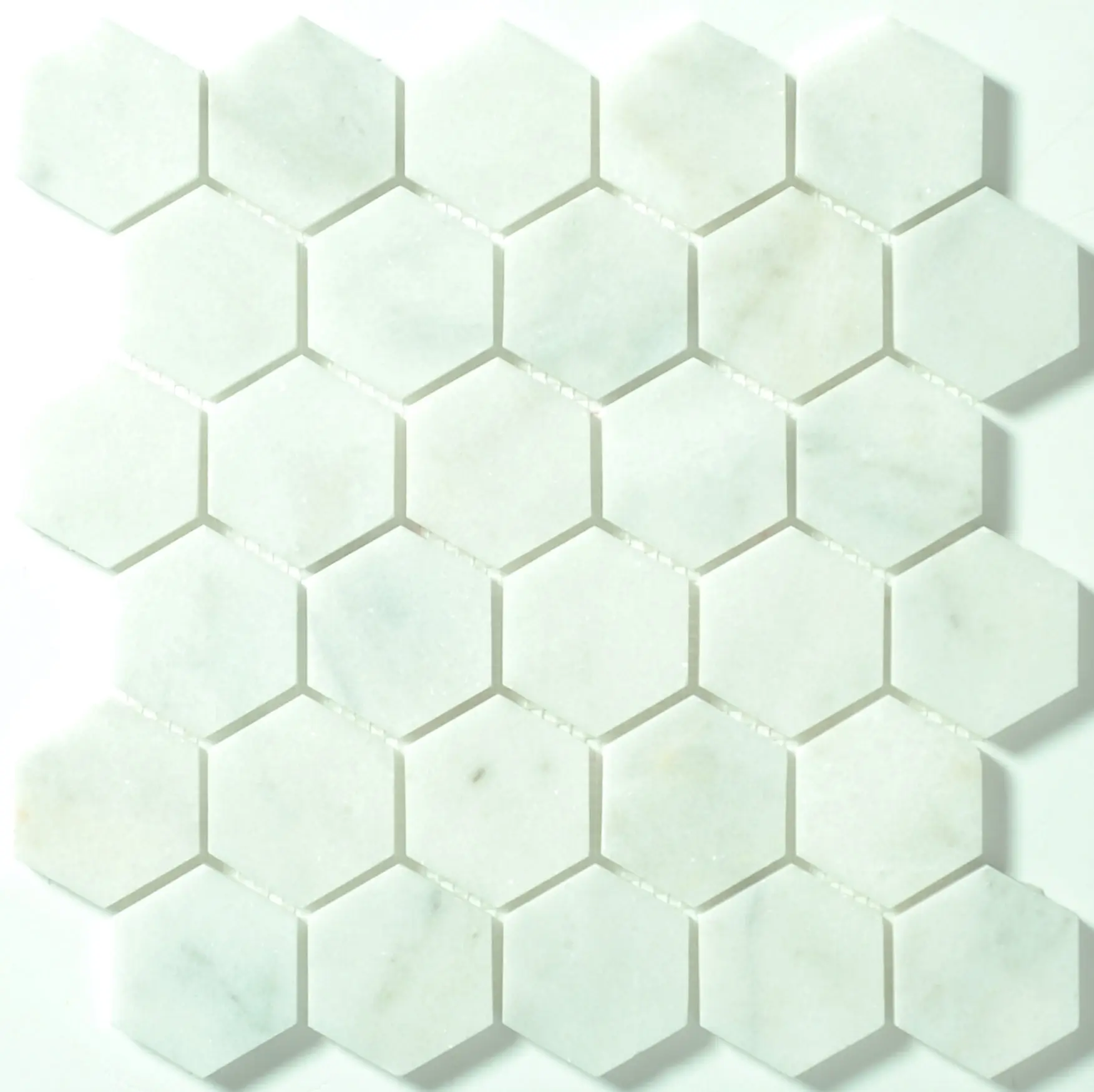 2x2 in Polished Hexagon Marble Mosaic Tiles, Traditional Decorative Commercial Grade, 1 Sheet=1 Sq.ft., Flawless Installation, Luminous Quality for Bathroom, Kitchen
