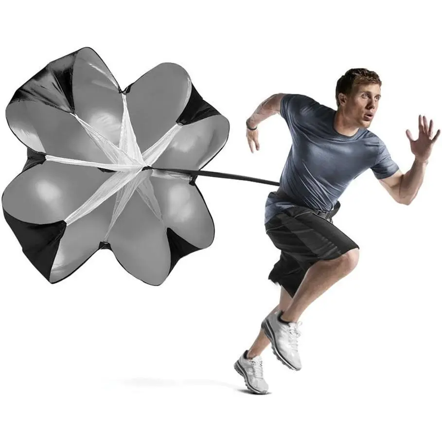 56-Inch Diameter Speed Chute, Gymnastics Equipment for Strength Training, 100% Polyester with Waterproof, Sun Block, Mesh Panel, Adjustable Belt, 15-30 lbs Resistance, Quick-Drying, Improves Acceleration, Increases Frequency, Track And Field