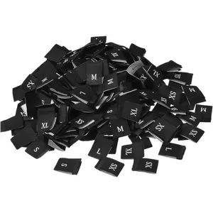 Clothing Sewing Size Label, XS/S/M/L/XL Embroidered Label Black for Clothes Garment, Pack of 250
