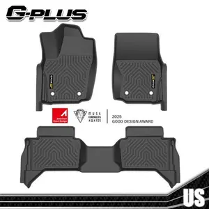 G-PLUS 3-Pieces Truck Floor Mats, Automotive Car Accessories for Toyota Tacoma 2024-2025 Double Cab (Not Fit Hybrid), Automatic Transmission-Fit, 1st & 2nd Row All-Weather TPE Liners, Black