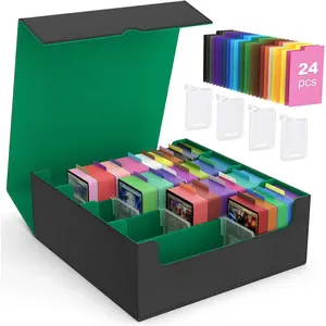 MoKo Trading Card Storage Box, 3000+ MTG Deck Box with 24 Colorful Dividers & 4 Card Supporters, Commander Card Deck Case Fits for Magic Game Cards, YugiOh, TCG, PTG and Sport Cards, Green