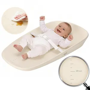 COMOMY Baby Changing Pad, Eva Diaper Changing Station, with Height Ruler & Anti Slip Bottom, Waterproof, Beige