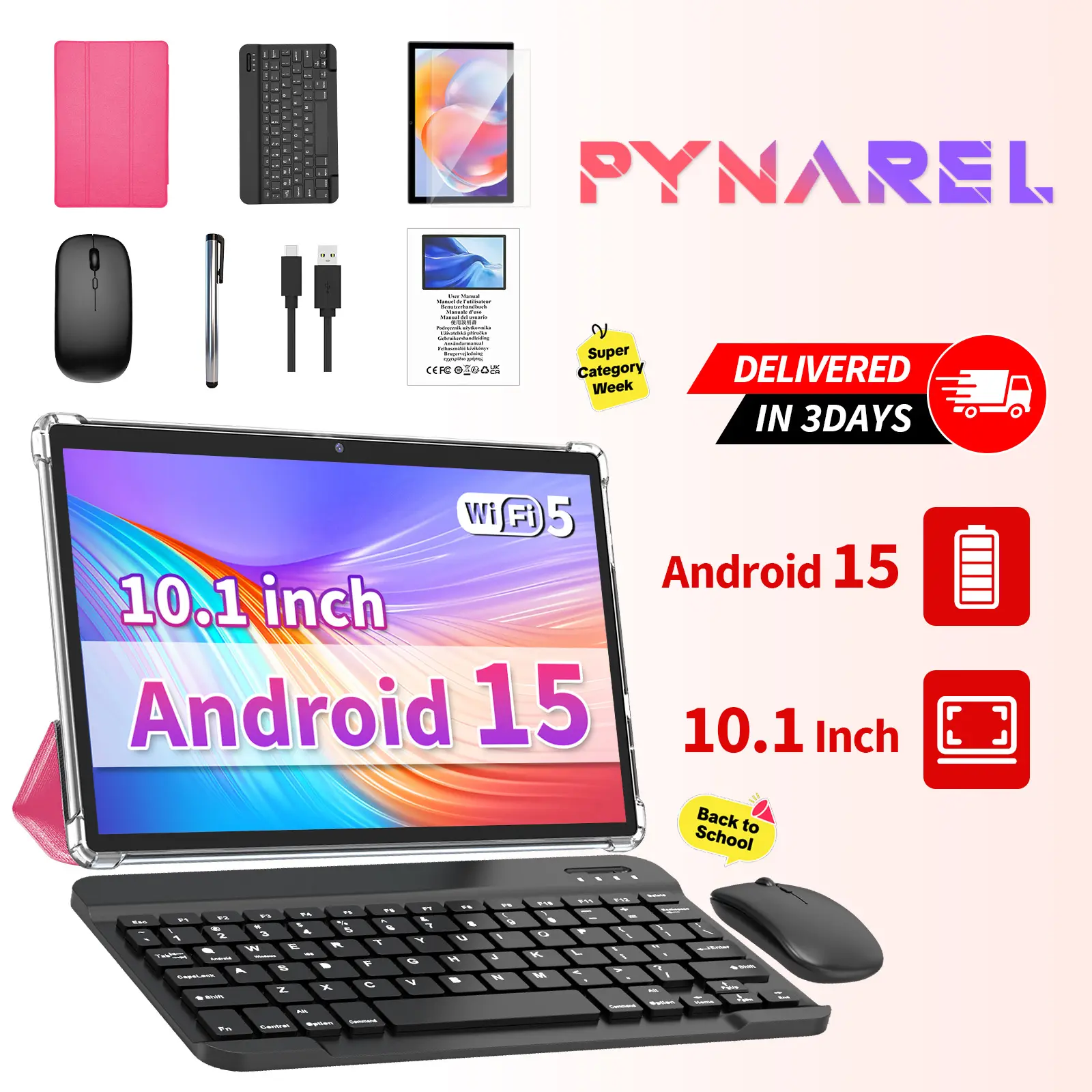 【TikTokShopBackToSchool】2026 Back To School Family Tablet - All in 1 Bundle , Mouse, Stylus, Case - Foldable Device with Camera, Bluetooth, Screen, Streaming & Campus Life, Affordable Study Tablet tiktokshopbacktoschool