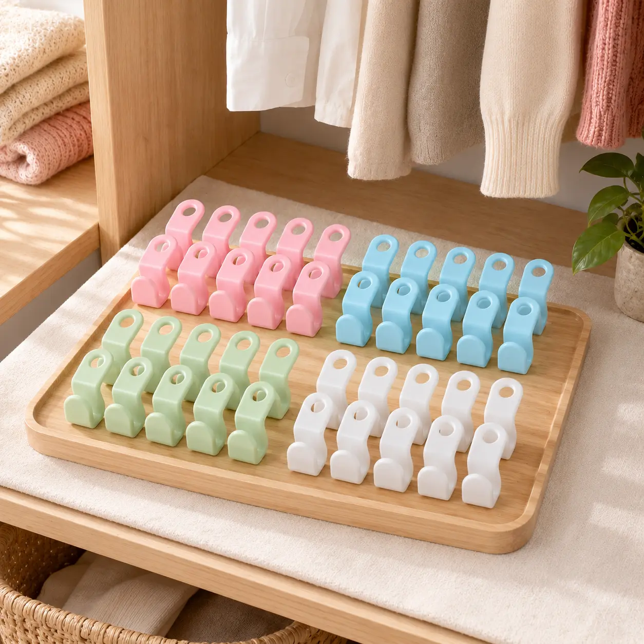 40-Pack Hanger Hooks | Space-Saving Wonder! Lightweight & Easy to Install, Double Your Clothes Storage – Colors Sent Randomly Organiser