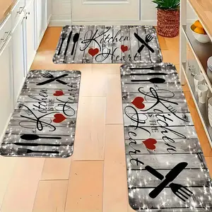 3pcs Farmhouse Kitchen Mat Set - Soft Flannel Mats for Country Style Decor, Comfortable Living