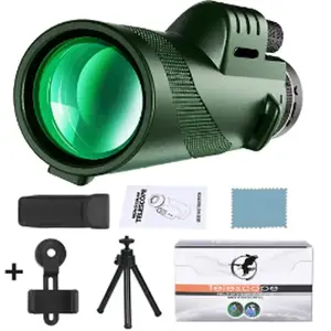 80x100 monocular telescope, high magnification HD focusing, FMC multi-layer broadband coating, compact and portable, phone photography professional concert travel binoculars