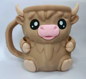 Reusable Highland Cow Ice Pint Holder with Snack Drawer 3D Printed Ice Cream Pint Containers Beer Can Sleeves Perfect for Party Shunmaii