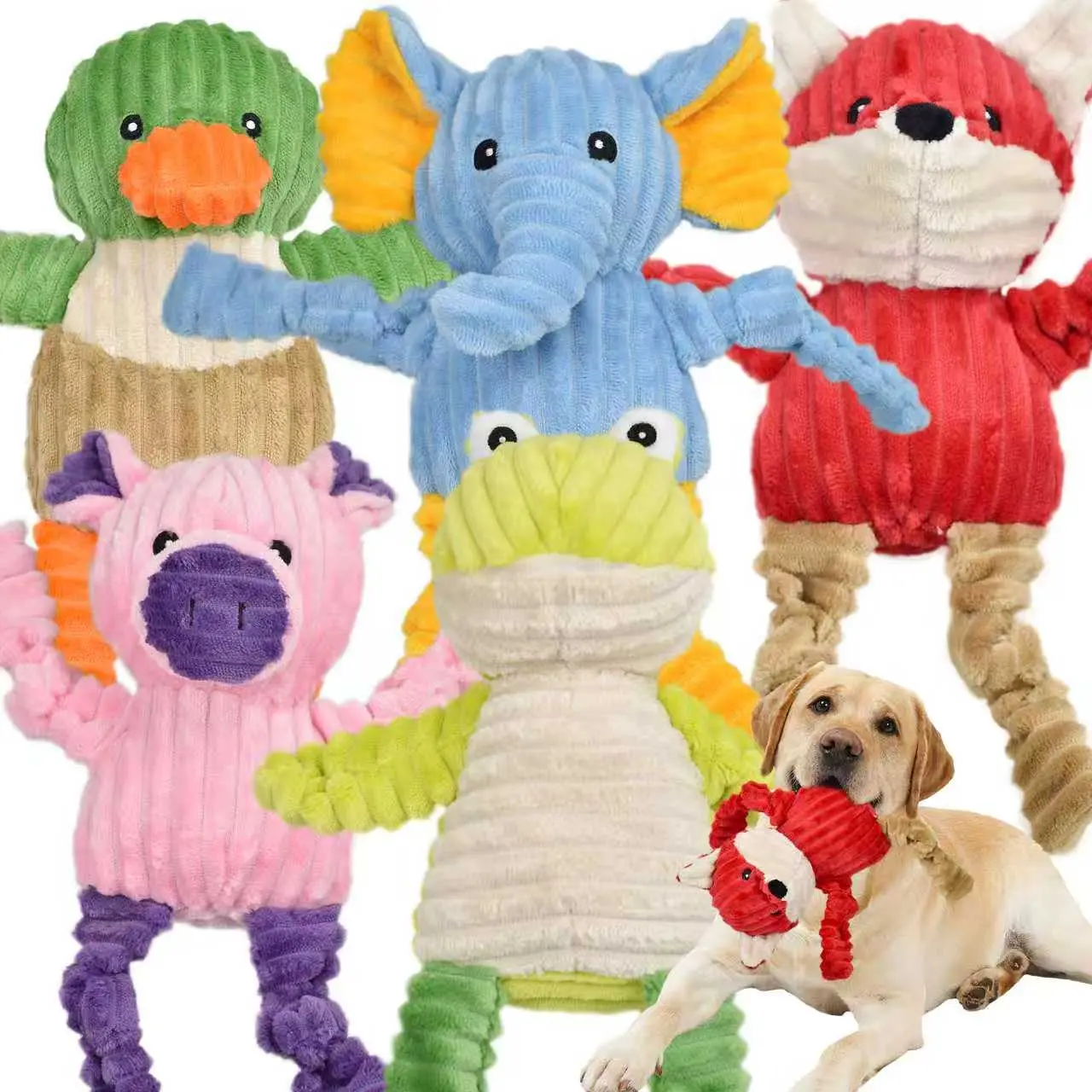 LECHONG 5-Pack Soft Plush Interactive Dog Toys - Stuffed Squeaky Animal Print Assortment for Small to Medium Dogs, Stress Relief, Plushie Love, Not for Aggressive Chewers, Interactive Plush Toys