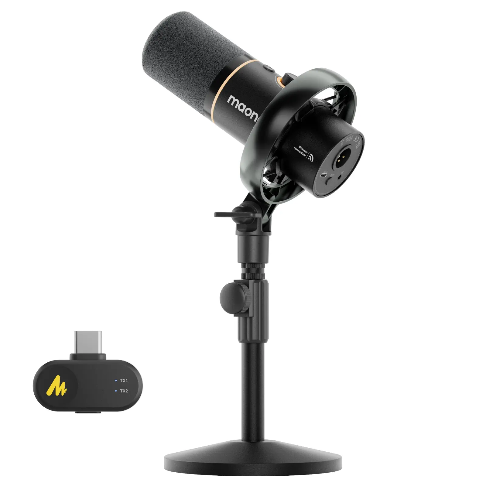 Maono PD200W Hybrid Wireless USB Streaming Mic - USB-XLR Connectivity, Cable, Adapter, Receiver, Noise Cancelling Audio for PC, Laptop, Smartphone, Camera - Ideal for Content Creators