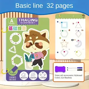 32 sets of reusable educational workbooks, rewritable dashboards, made of durable paper materials,
