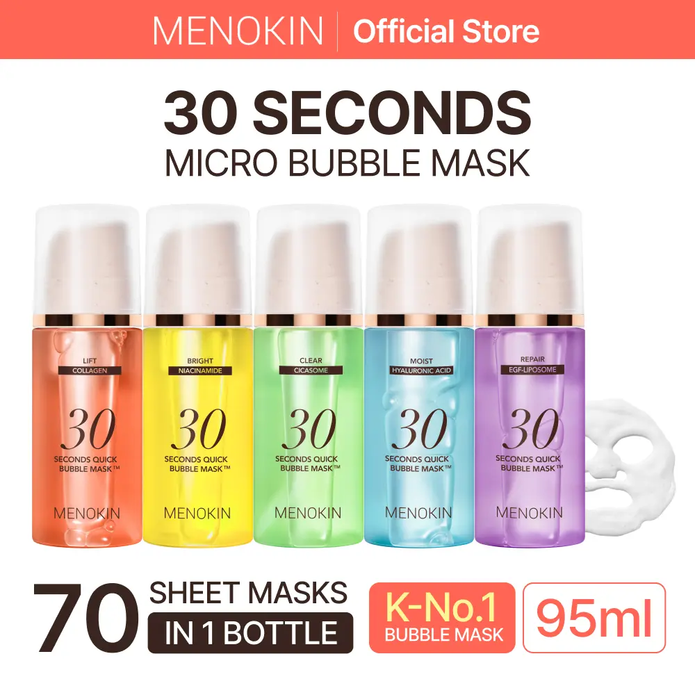 [MENOKIN] 30 Seconds Micro-Bubble Mask, Korean Glass Skin Care Essential, 70 Uses, 3.21 fl.oz, Turkey Neck, Zempic Neck, Tech Neck, Smoker Lines, Smile Lines, 11 Lines, Under-eye Hollows, Forehead Lines, Micro-Bubble Primer, #DealsForYouDays