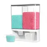 BPA-Free Plastic Wall-Mounted Compact Kitchen Storage Organizer (105oz) - Screw-Secure Hold, Sticker Upgrade, Holds Rice, Powder, Laundry Detergent, Scented Beads, Dustproof Dispenser for Kitchen, Bath