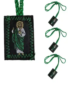 3 Pcs Brown Escapulario De La Virgen Del Carmen, Green San Judas Tadeo Escapularios Catolicos, Red Virgen De Guadalupe Necklace Gift For Women Man Mexican Decoration