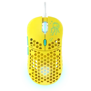 Ghost M1 UltraLight Gaming Mouse Bikini Bottom Edition 65g Lightweight PixArt 3327 Sensor RGB Lights Ergonomic Hexagon Design