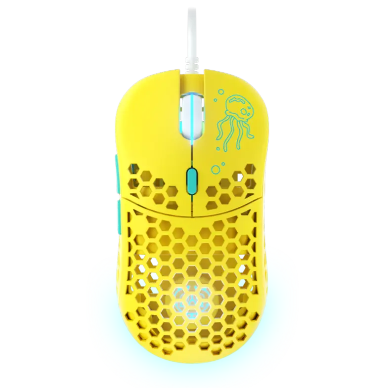 Ghost M1 UltraLight Gaming Mouse Bikini Bottom Edition 65g Lightweight PixArt 3327 Sensor RGB Lights Ergonomic Hexagon Design