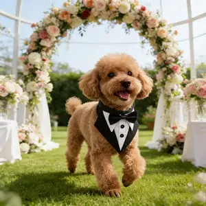 Dog Wedding Costume, Adjustable Pet Party Suit, Dog Birthday Dress, Formal Dog Collar with Bow, Puppy Halloween