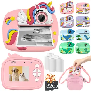 Kids Camera Instant Print,2.4-inch high-definition digital selfie camera,dual lens portable toy,equipped with memory card,5 rolls of printing paper and bag,perfect gift for children aged 4-12,and also an ideal choice for Christmas and New Year gift