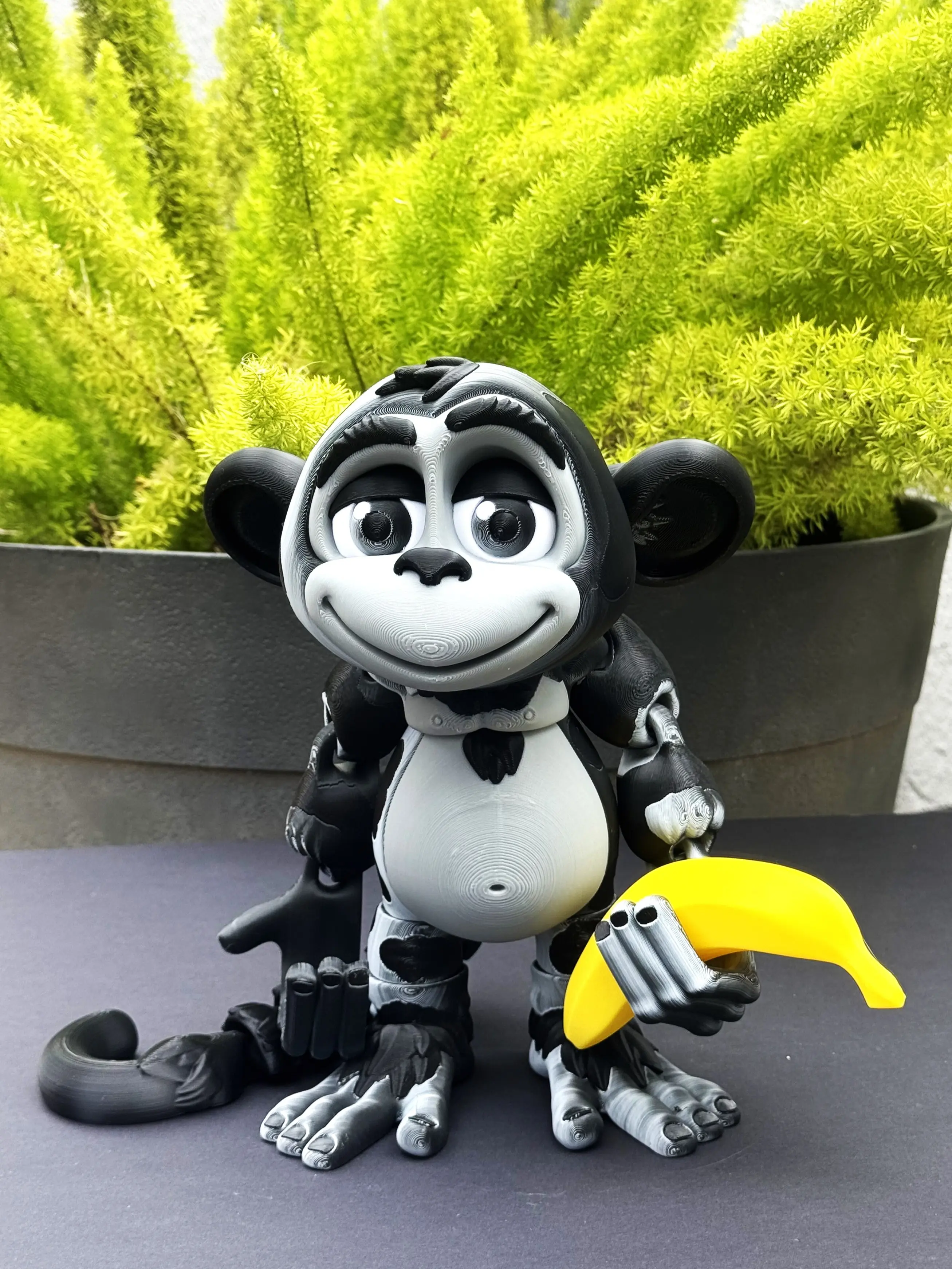 Jumbo 3D Printed Articulated Monkey Fidget Toy, 9" Gray and Black Posable Monkey, Stands on Its Own for Fun Poses and Display, Executive Desk Toy, Fidget Toy 3D Printed in USA