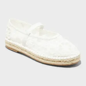 Women's Celia Floral Lace Mary Jane Espadrille Flat with Memory Foam Insole - Universal Thread Women's Celia Floral Lace Mary Jane Espadrille Flat with Memory Foam Insole - Universal Thread