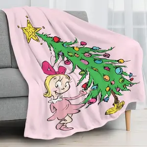 Embrace Christmas With The Cindy-Lou Who Good Flannel Printed Outdoor Blanket