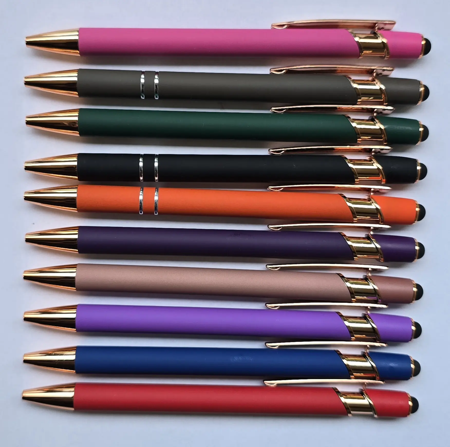 FREE LASER ENGRAVING on 10 Metal Ball Point 2 in 1 Office Pens with Stylus Tip, Free Print Name, LOGO,Quotes Print Writing Stationery,  School Pen