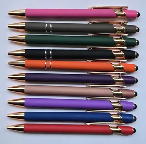 FREE LASER PRINTING on 10 Metal Ball Point 2 in 1 Office Pens with Stylus Tip, Free Print Name, LOGO,Quotes Print Writing Stationery,  School Pen