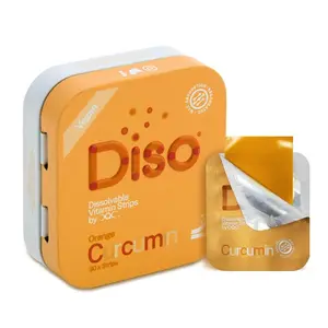Diso Curcumin - Orange Flavour- (100mg) - Tin of 30 Oral Dissolvable Strips. Vegan, Sugar-Free, Edible Healthcare Fitness Dietary vitamin