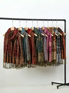 Women's Fashion Boho Long Woven Paisley Print Scarf, Thick Warm Jacquard Shawl for Fall & Winter, Stylish Neckwear for Ladies