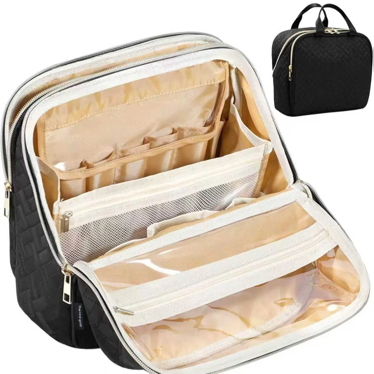Women's Portable Large-Capacity Waterproof Hanging Makeup Bag - Multifunctional Toiletry Wash Bag for On-the-Road Use, with Fast Grab Access & Neat Toiletry Order