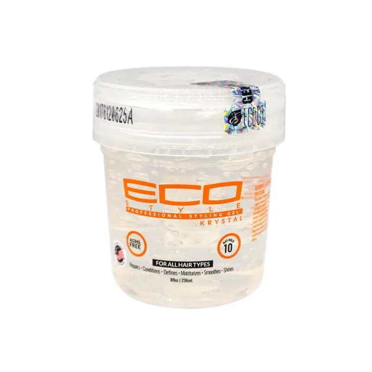 ECO Style Krystal Styling Gel, Maximum Hold Haircare with Wheat Protein for Shiny Hair, Alcohol-Free and Weightless, 8 oz