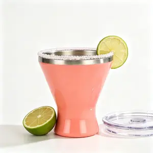 Margarita Thermos Cup with Lid, Cute Insulated Martini Glass, Stainless Steel Cocktail Cup, Drinkware, Keeps Drinks Cold, Leak-Proof, Shatterproof, Sweat-Proof, Suitable for Parties, Lovers, Holiday Gifts, Father's Day Gift