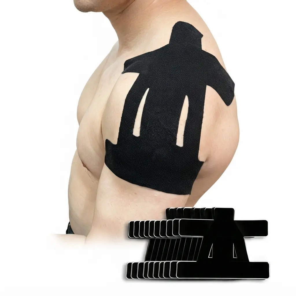 Universal Unisex Cotton Pre-Cut Waterproof Y-Shape Kinesiology Shoulder Support Tape (10PCS Pack) - Workout Compression Wrap for Gym, Swimming Sports