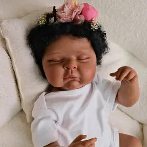 reborn baby Realistic Reborn Baby Dolls-20 Inch Full Body Vinyl Girl African American Real Life Newborn Sleeping Handmade Baby Dolls Outfit And Feeding Toy For Kids