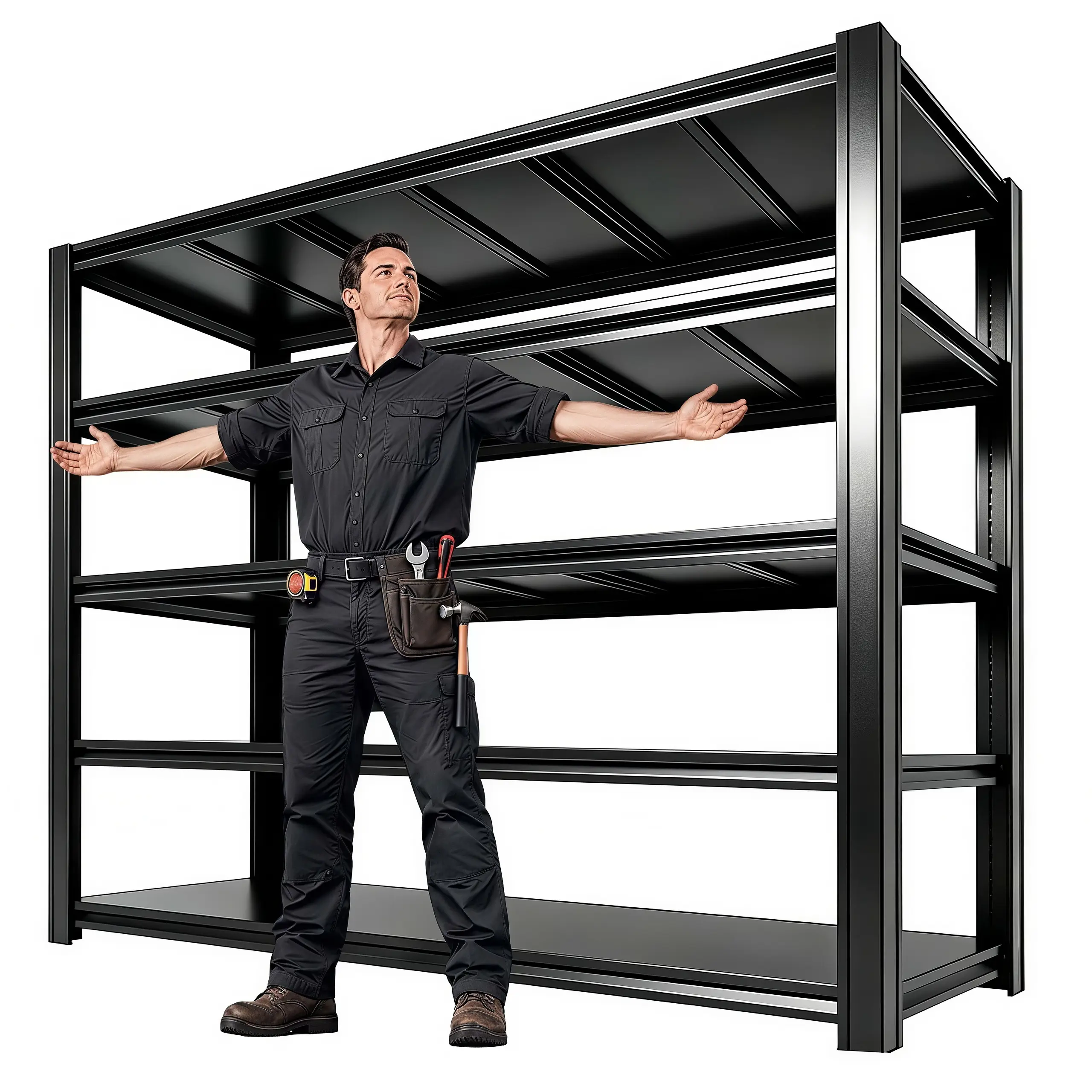 5-Tier Heavy-Duty Metal Shelving Unit, 72in H Bolt-Free Adjustable Storage Rack with 2500-Lb Capacity, Home Organizer for Garages, Basements, Black Home Storage Solution