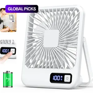 Small Desk Fan, Portable USB Rechargeable Mini Adjustable Cooling Fan, Usb Powered Fan, Silent Adjustable Fan, Tilt Folding Personal Fan with LCD Display, Quiet Strong Wind, 5 Speed Modes, Multifunctional Fan for Home, Office, Travel, Camping & Outdoor