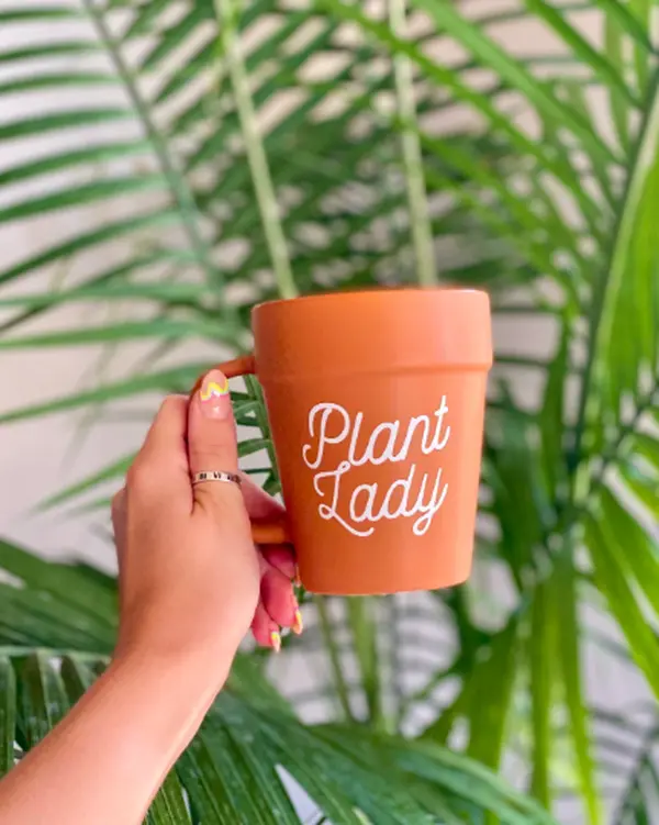 Plant Lady Terracotta Coffee Tea Mug, Succulent Planter, Mom, Christmas, Birthday, Mother's Day, Patio Garden Gardening, Kitchen Home Decor, Boho