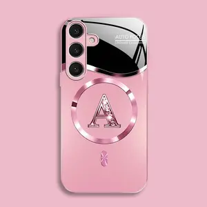 Suitable for [Galaxy S24 Plus] high-end MagSafe phone case🥰, Luxury Personal Initial Magnetic Case Viral Bling Diamond Letter Cover #SummerVibes 952