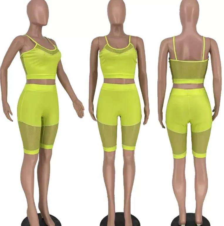 Sexy Dress up or down lime green 2 piece semi mesg short set Womenswear Lady