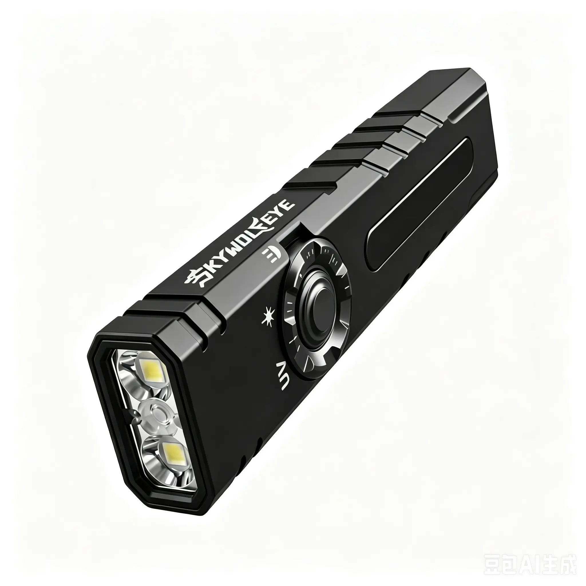 SKYWOLFEYE EDC Flashlight, 2200 Lumens  Multifunctional LED Flashlight with Green Laser & UV Light, USB-C Rechargeable, Magnetic Tail Clip, Side Flood Light, Battery Indicator