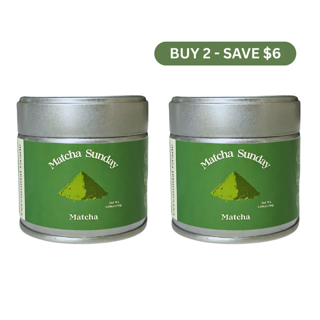 Matcha Sunday Ceremonial Grade Matcha Powder (30g) - Pack of 2 - Traditional Green Tea, Smooth, Vibrant, Savory, Stone Grind